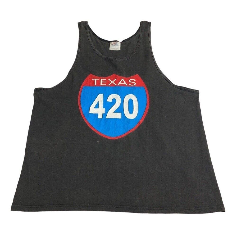 Vintage Stash Box Shirt Mens L Black 420 Sleeveless Muscle Tank Dallas Texas 90s